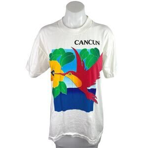 Peer By Peter Mussfeldt White Cancun Crewneck Short Sleeve Tee T shirt Top Sz L